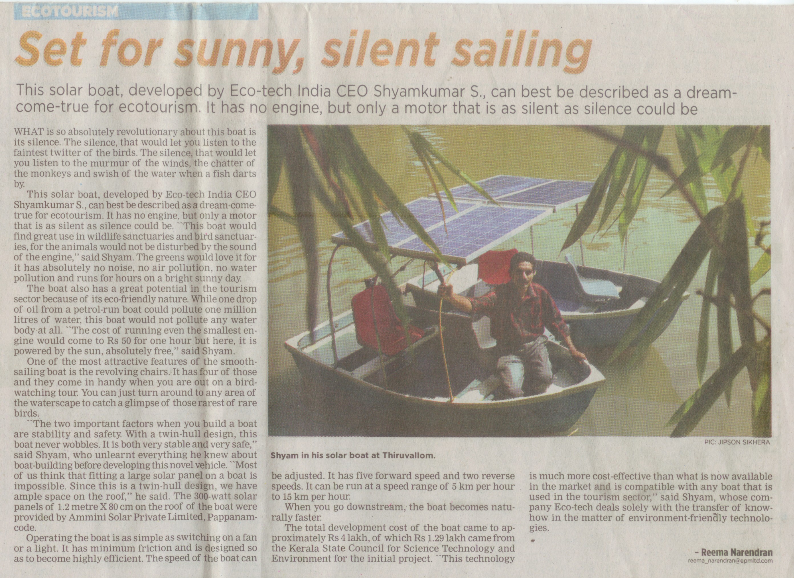 set for sunny, silent sailing